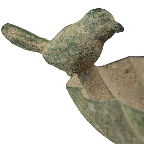 Article Bol de bain d&#39;oiseaux décoratif en métal vert antique 21×17×35,5cm