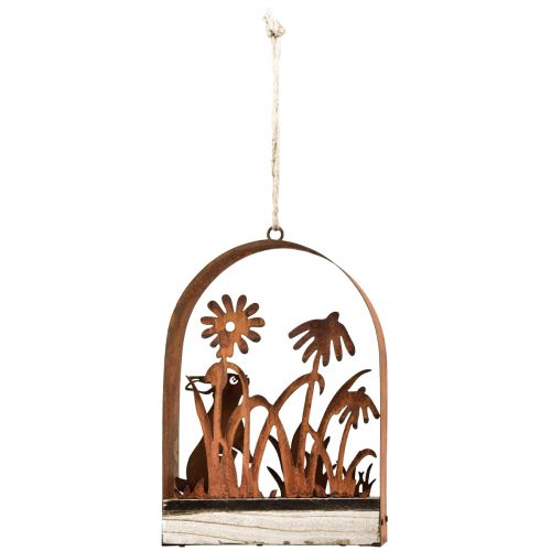 Article Décoration de Pâques lapins rouillés décoration à suspendre métal 20×5×29.5cm