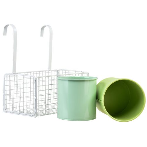 Article Pot de fleur suspendu métal vert décoration balcon L22cm H23.5cm