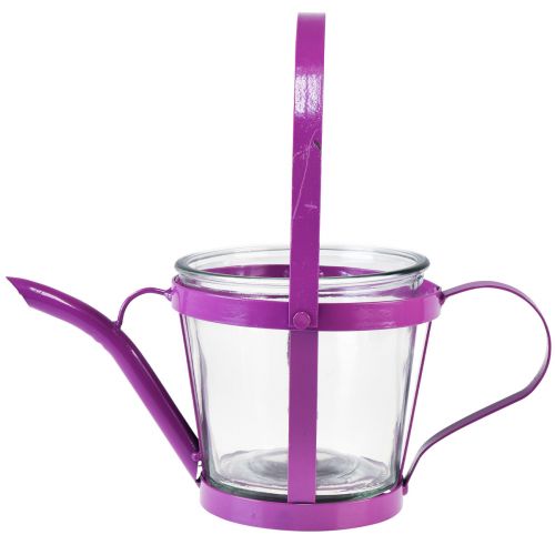 Article Lanterne verre arrosoir décoratif métal rose Ø14cm H13cm