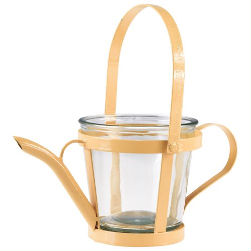 Floristik24 Lanterne verre arrosoir décoratif métal orange Ø14cm H13cm