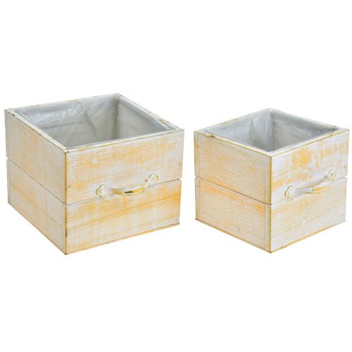 Article Tiroir à plantes avec poignée bois blanc orange 12/15cm lot de 2