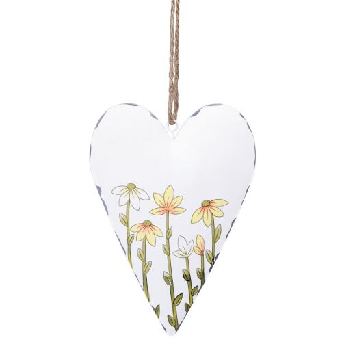 Floristik24 Coeurs en métal blanc à suspendre style campagnard 14 × 1,5 × 20 cm 2 pièces