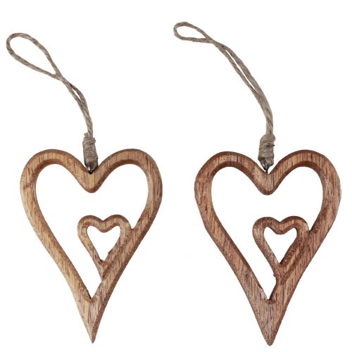 Floristik24 Coeur en bois coeurs en bois naturel à suspendre 8×11cm 4pcs