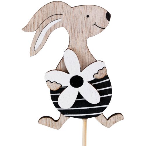 Article Piquets pots de fleurs Lapins noir et blanc Bois H9cm 12pcs
