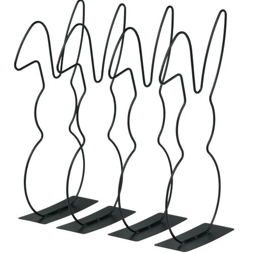 Floristik24 Support décoratif lapin en métal noir Pâques 30cm 4 pcs