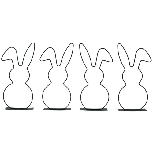 Floristik24 Support décoratif lapin en métal noir Pâques 30cm 4 pcs