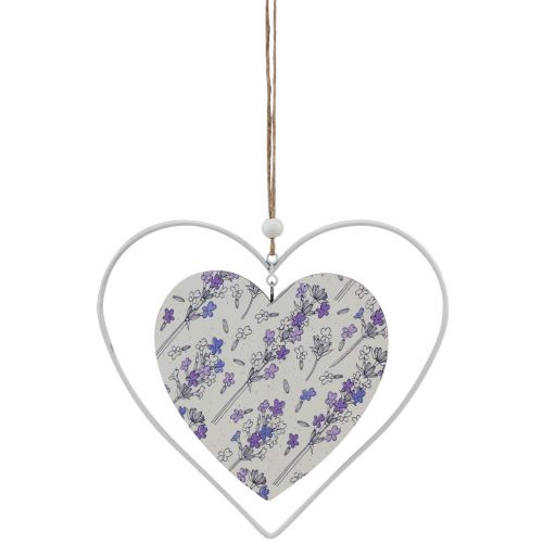 Article Coeurs décoratifs à suspendre lilas blanc 18,5×17cm 4 pcs
