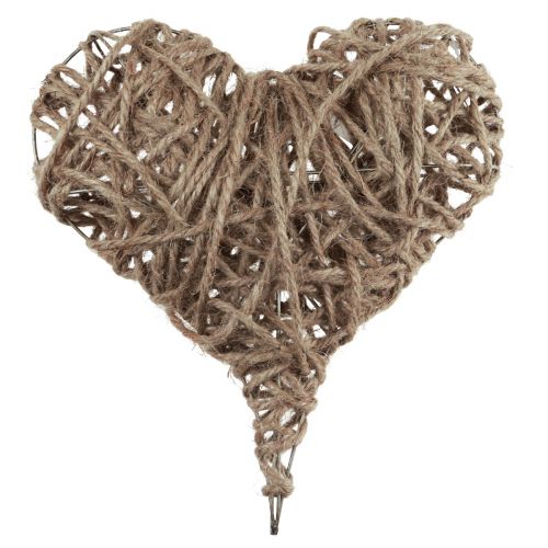 Floristik24 Coeur décoratif métal décoration ressort recouvert naturel 20×22cm