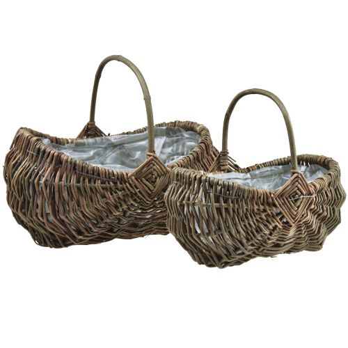 Floristik24 Panier à plantes panier avec anse ovale 35×25/25×18cm lot de 2