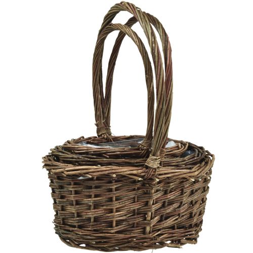 Floristik24 Panier avec anse panier à plantes ovale 26/24/20cm lot de 3