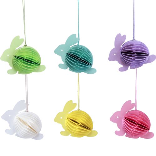 Floristik24 Lapins de Pâques en nid d&#39;abeille à suspendre assis 9,5×5,5×8cm 5pcs
