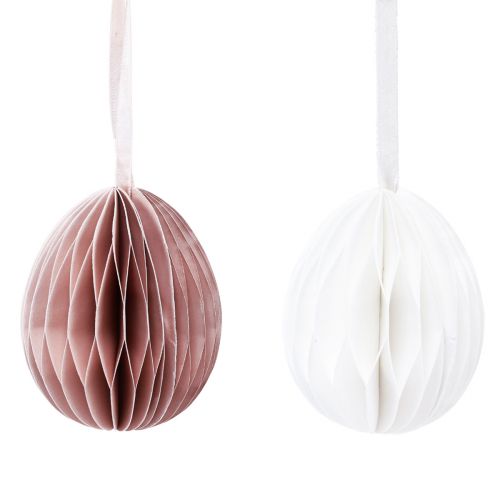 Floristik24 Oeufs de Pâques à suspendre oeufs en nid d&#39;abeille blanc orange 8cm 6 pcs