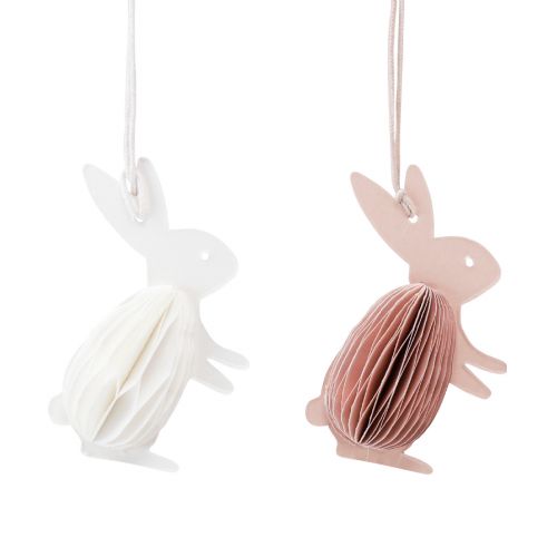 Article Lapin de Pâques Décoration en Nid d&#39;Abeille Lapin Debout Blanc Orange 5×3×8cm 6pcs