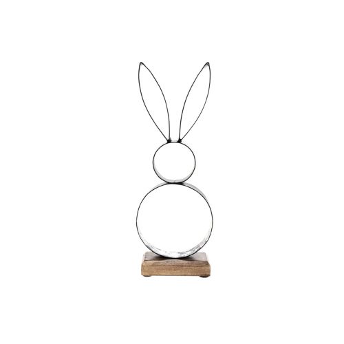 Article Décoration lapin de Pâques métal noir argent figure de Pâques 11×31cm