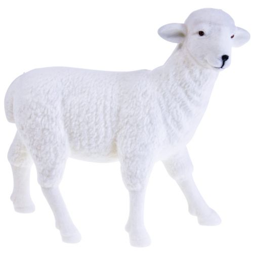 Figurine décorative mouton décoration de table Pâques blanc floqué 30×28cm