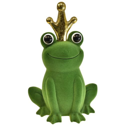 Grenouille déco, prince grenouille, décoration printanière, grenouille avec couronne dorée vert 40,5cm