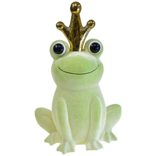 Floristik24 Grenouille déco, prince grenouille, décoration printanière, grenouille avec couronne dorée vert clair 40,5cm