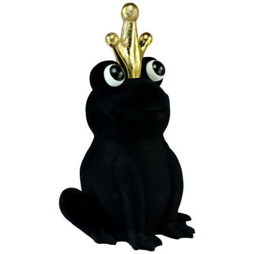 Article Grenouille déco, prince grenouille, décoration printanière, grenouille avec couronne dorée noir 40,5cm