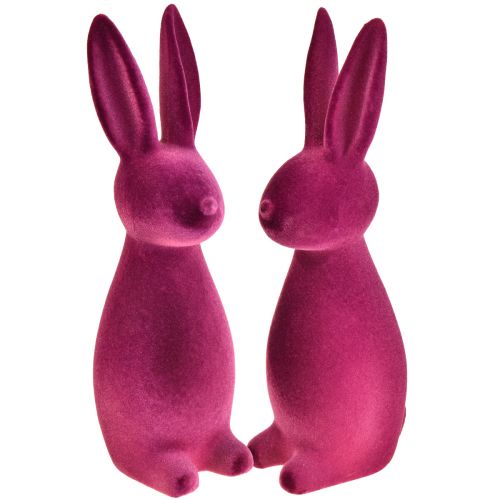 Floristik24 Lapins de Pâques décoratifs violets – 2e choix – floqués 8×10×29cm 2 pièces