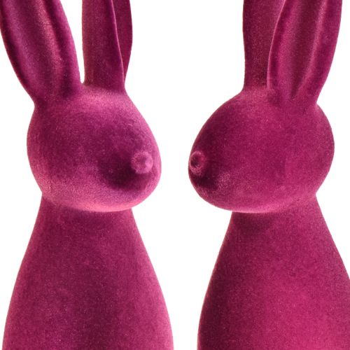 Article Lapins de Pâques décoratifs violets – 2e choix – floqués 8×10×29cm 2 pièces