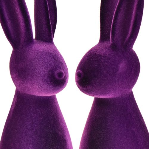 Floristik24 Figurines décoratives floquées lapin de Pâques Pâques – 2e choix – violet 8x10x29cm 2 pièces