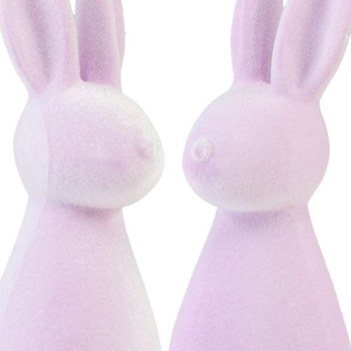 Article Lapins de Pâques décoratifs floqués – 2e choix – violet clair 8×10×29cm 2 pièces