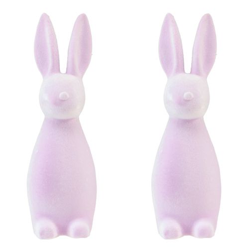 Article Lapins de Pâques décoratifs floqués – 2e choix – violet clair 8×10×29cm 2 pièces