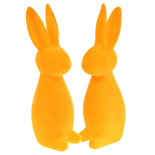 Lapins de Pâques orange floqués lapins de décoration de Pâques 8x10x29cm 2pcs