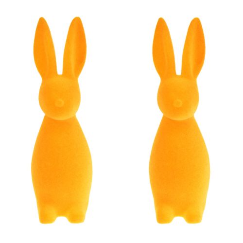 Article Lapins de Pâques orange floqués – 2ème choix – Décoration de Pâques lapins 8x10x29cm 2 pièces