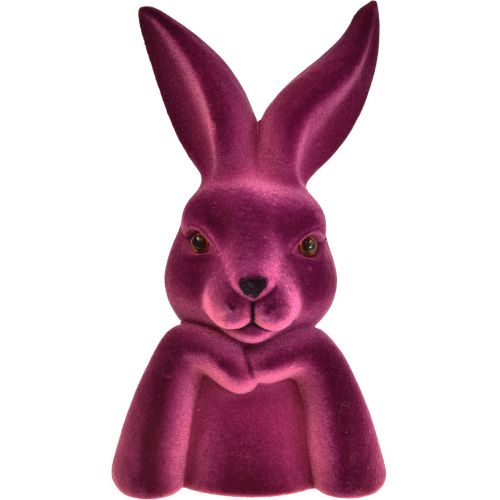 Floristik24 Buste de lapin floqué « Lapin pensif » pour Pâques 16,5 × 13 × 27 cm