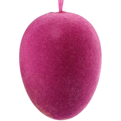 Article Oeufs de Pâques décoratifs à suspendre colorés floqués H8cm 8 pcs