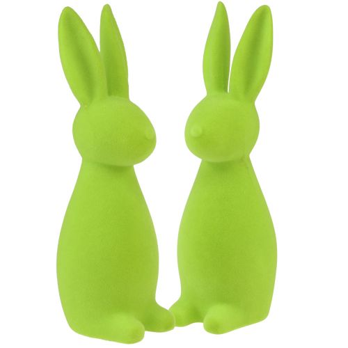 Floristik24 Lapins floqués vert pomme – 2e choix – Décoration de table de Pâques 8×10×29cm 2 pièces