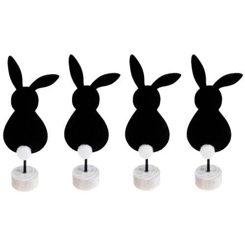 Floristik24 Support de décoration de table lapins de Pâques feutre noir 28,5cm 4pcs