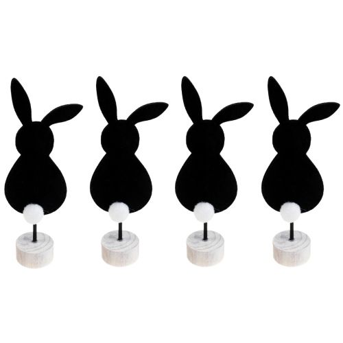 Floristik24 Support de décoration de table lapins de Pâques feutre noir 28,5cm 4 pcs