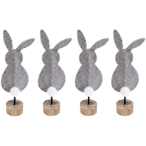 Article Décoration de table sur pied décoration lapin de Pâques feutre gris 28,5cm 4pcs