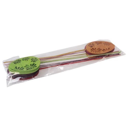 Article Oeufs de Pâques bouchons de fleurs décoratifs bois de Pâques 30,5 cm 18 pcs