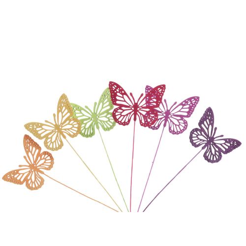 Papillon déco sur fil de plume papillons violet/rose 9.5cm  12pcs-07839