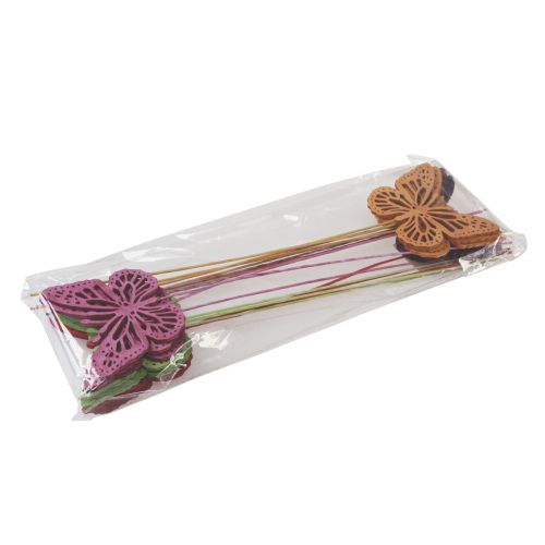 Article Bouchons de fleurs de décoration printanière papillons décoratifs en bois 28cm 18 pcs