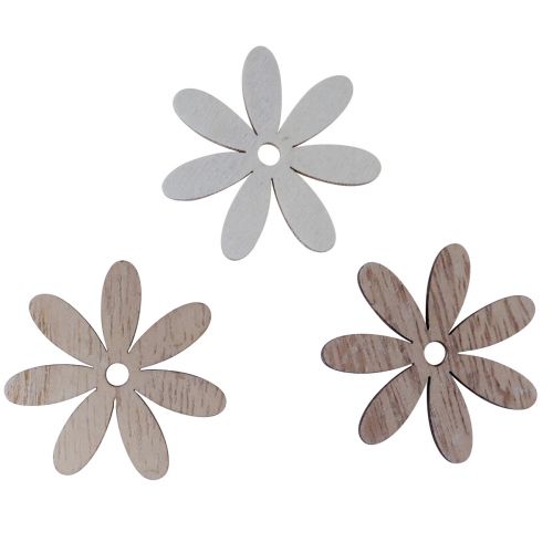 Floristik24 Décoration de table fleurs en bois blanc naturel Ø4cm 72 pcs