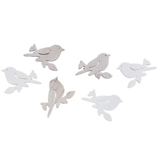 Décoration à disperser en bois, oiseau de printemps, blanc naturel, 4cm, 72 pièces