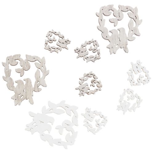 Article Décoration de table oiseau coeur en bois naturel 3,5/1,5 cm 72 pcs