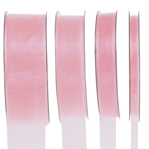 Floristik24 Ruban organza ruban cadeau Ruban décoratif rose lisière 50m