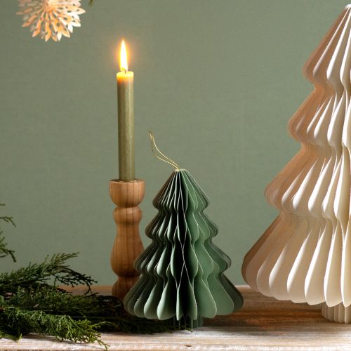 Floristik24 Sapin de Noël en papier menthe pailleté argent H20cm 5 pcs