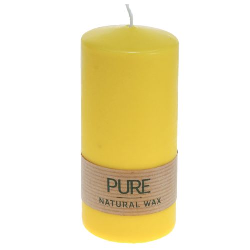 Floristik24 Bougie pilier jaune citron Bougies Wenzel Bougies PURE 130×60mm