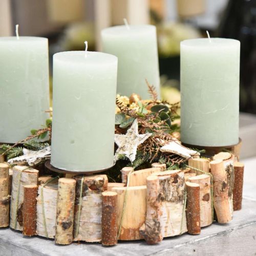 Floristik24 Couronne de l&#39;avent décoration bouleau bois et branches Ø32cm H8cm