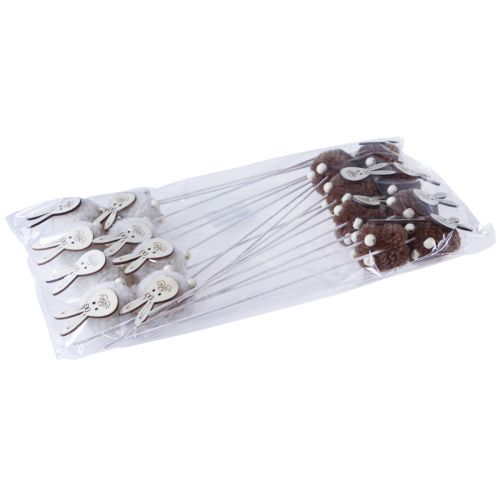 Article Lapins de Pâques en pompon sur pique de fleurs 28cm 16pcs