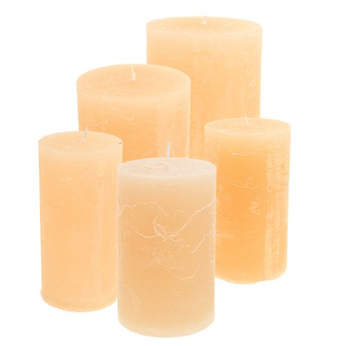 Bougies de couleur unie Apricot Light Différentes tailles