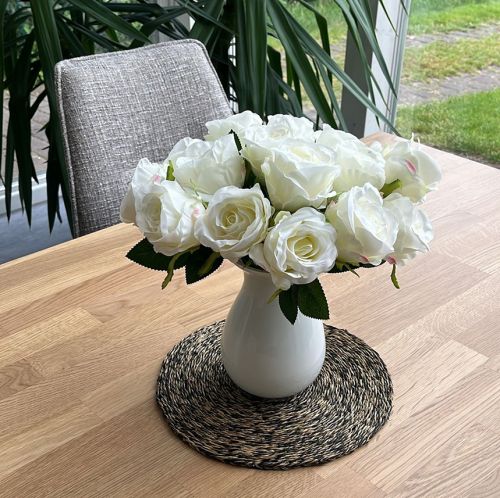Article Roses artificielles en bouquet blanc 30cm 8 pcs