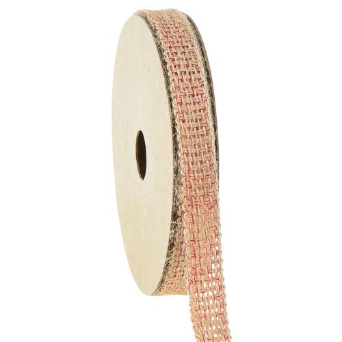 Article Ruban jute ruban décoratif rouge naturel tissé W12mm L10m